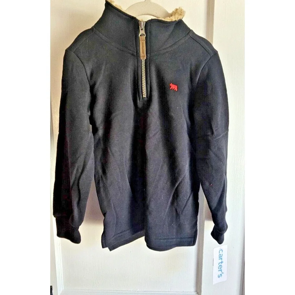 NWT‎ Carter's kid faux fur sherpa collar fleece pullover sweater sz 5/5A